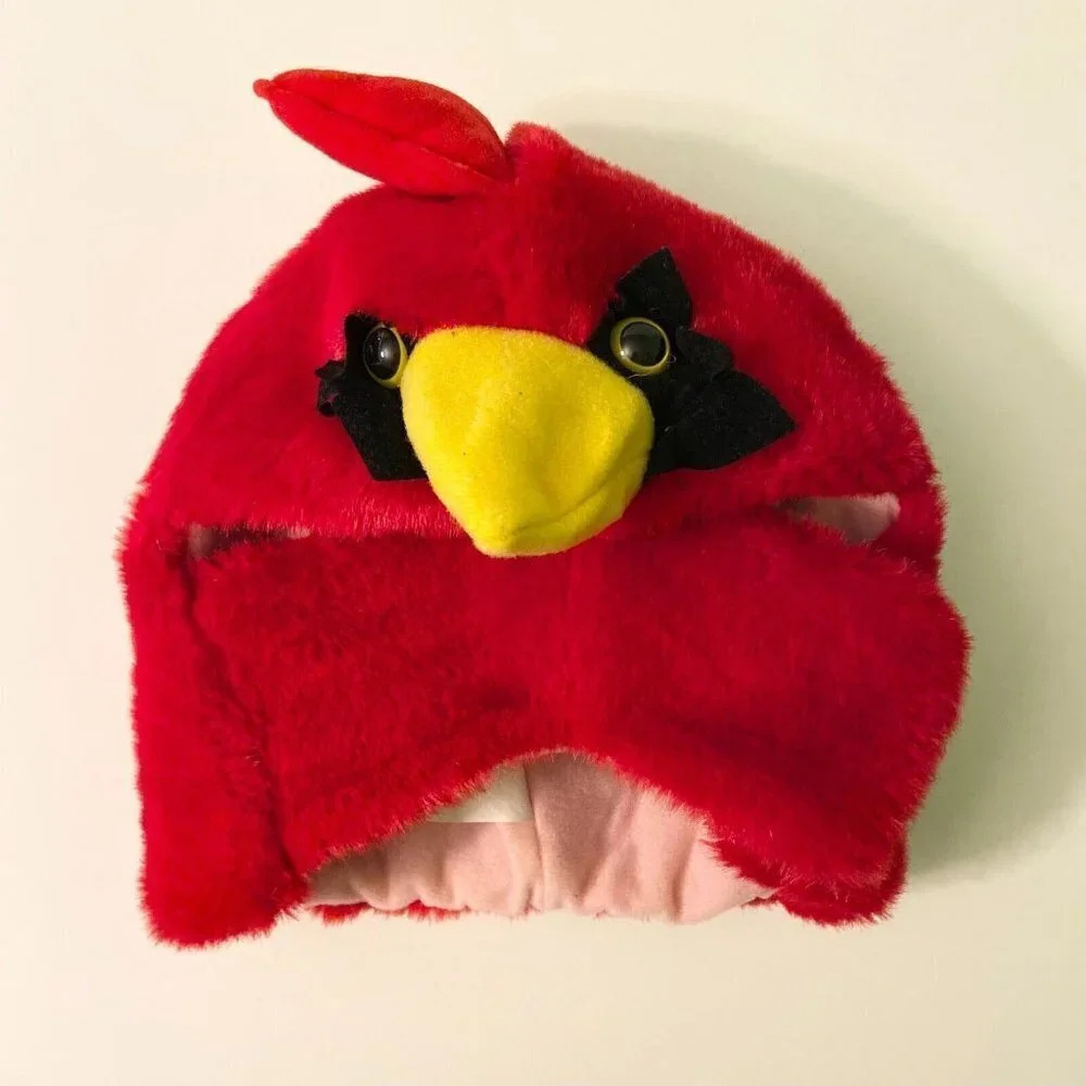 Vintage Kids Red Bird Hood Hat Made in Taiwan One Size Mask